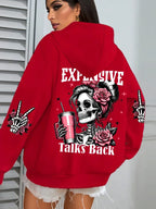 Expensive Talks Back Funny Printing Womens Hoodie Loose Multicolor Pullovers Fleece Autumn Sportswear Casual Pocket Hoody - cankarfashion