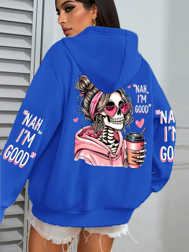 Expensive Talks Back Funny Printing Womens Hoodie Loose Multicolor Pullovers Fleece Autumn Sportswear Casual Pocket Hoody - cankarfashion