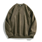 TFETTERS Brand Purple Sweatshirt Mans Suede O Neck Autumn Winter Baggy Men Sweatshirts Casual Long Sleeve 2025 New Male Tops - cankarfashion
