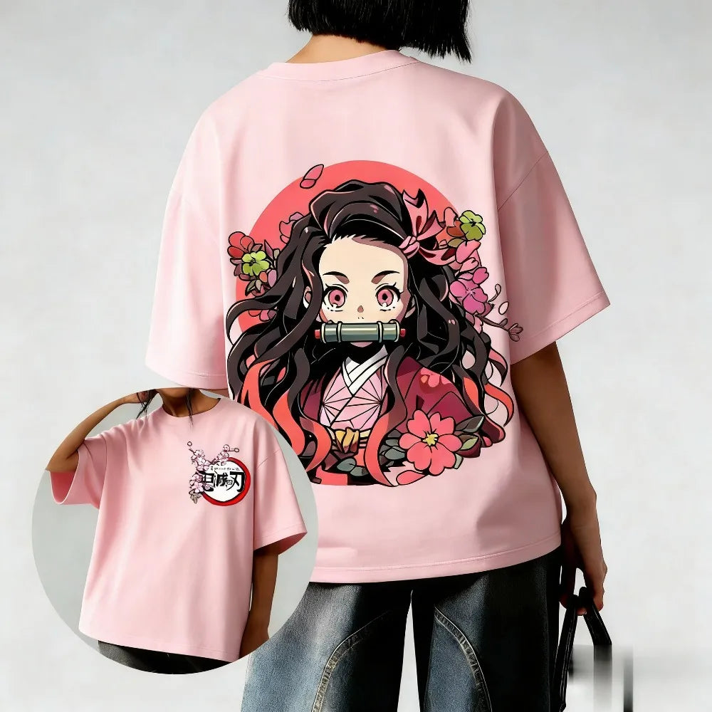 Demon Slayer Anime Couple T-shirt - Oversized Fashion