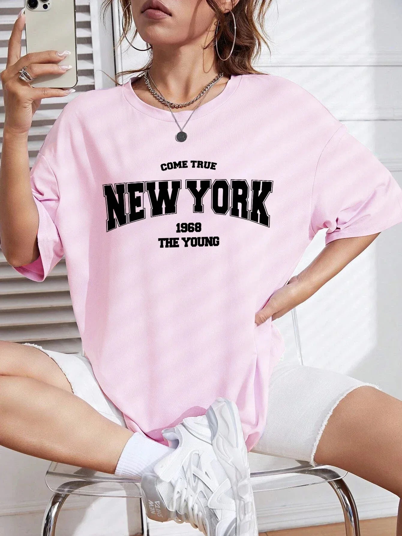 When 1968 The New York Is Young Cotton Woman Tshirts Oversize Daily Tshirts Creativity Streettshirt Individual Casual Clothes - cankarfashion