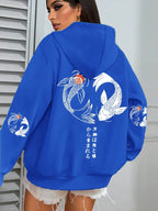 Japanese Koi Harajuku Illustration Prints Women Hoodie Loose Y2K Hoody Multicolor Autumn Hoodies Fleece Soft Woman Sportswear - cankarfashion