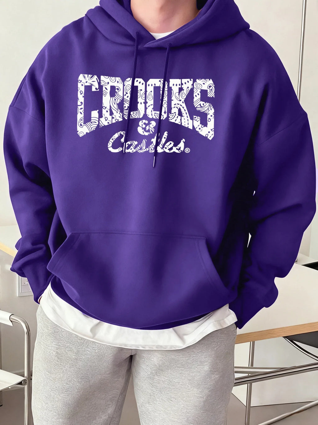 Crooks Castles Printing Fleece Warm Hoodies Male Comfy Casual Tracksuit Soft Autumn Unisex Clothing Sports Oversized Sweatshirts - cankarfashion