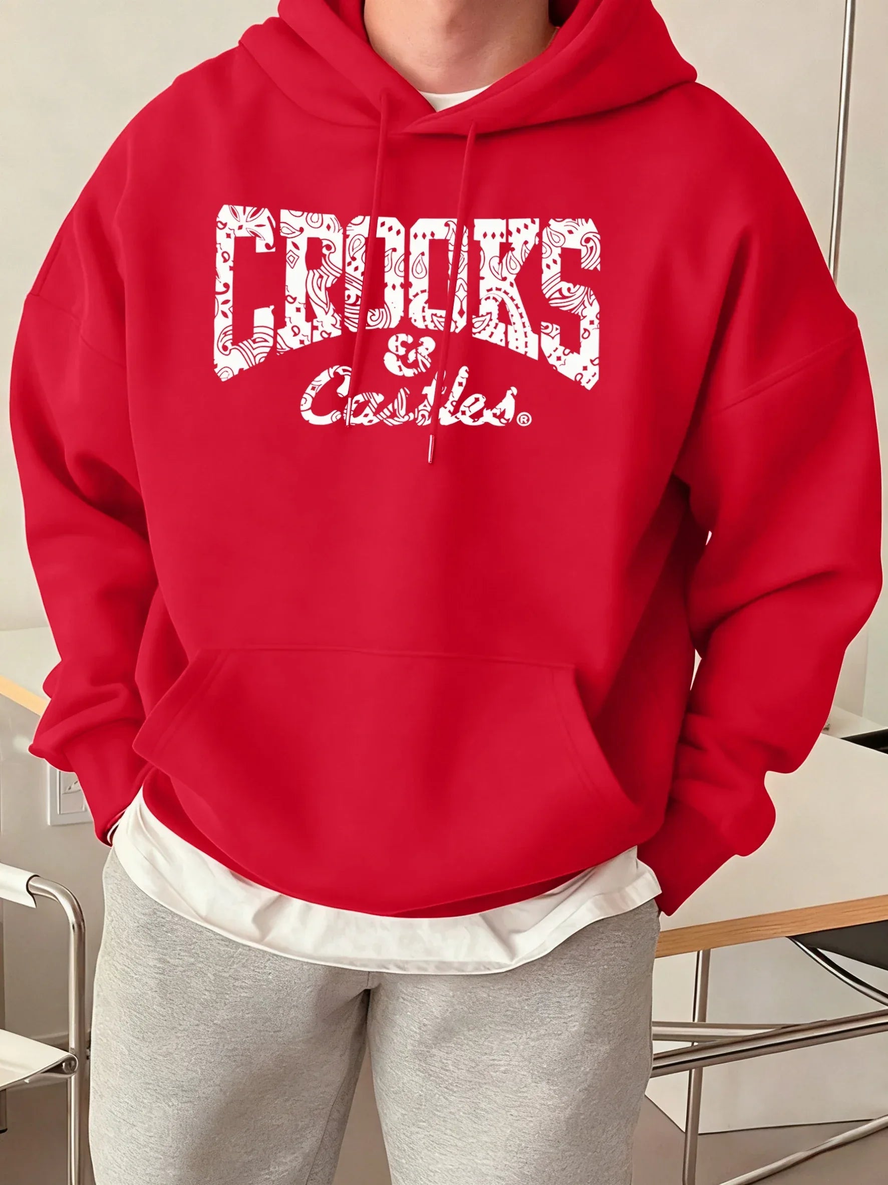 Crooks Castles Printing Fleece Warm Hoodies Male Comfy Casual Tracksuit Soft Autumn Unisex Clothing Sports Oversized Sweatshirts - cankarfashion