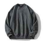 TFETTERS Brand Purple Sweatshirt Mans Suede O Neck Autumn Winter Baggy Men Sweatshirts Casual Long Sleeve 2025 New Male Tops - cankarfashion