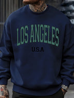 Los Angeles Usa Letter Pattern Men Sweatshirt Casual Oversize Sportswear All-Match Fleece Pullovers Crewneck Fashion Man Tops - cankarfashion