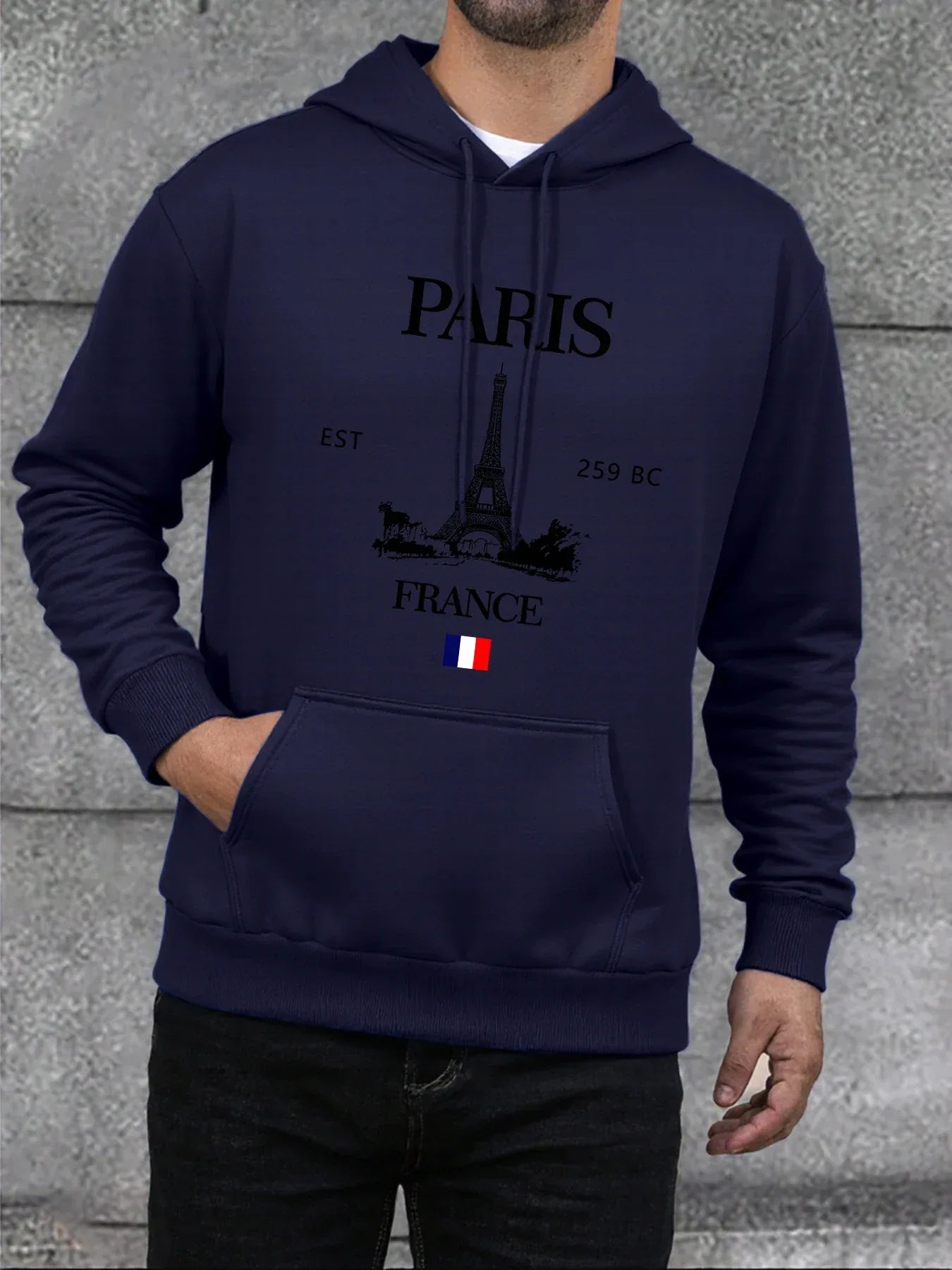 Paris France Eiffel Tower Print Mens Hoodie Street Hip Hop Clothes Fleece Casual Hoody Autumn Loose Fashion Men Sportswears - cankarfashion
