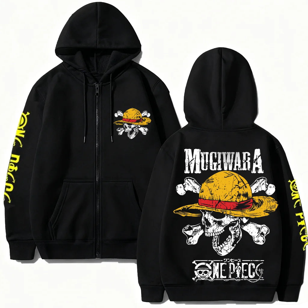 One Piece Mugiwara Zip Up Hoodie - Anime Streetwear
