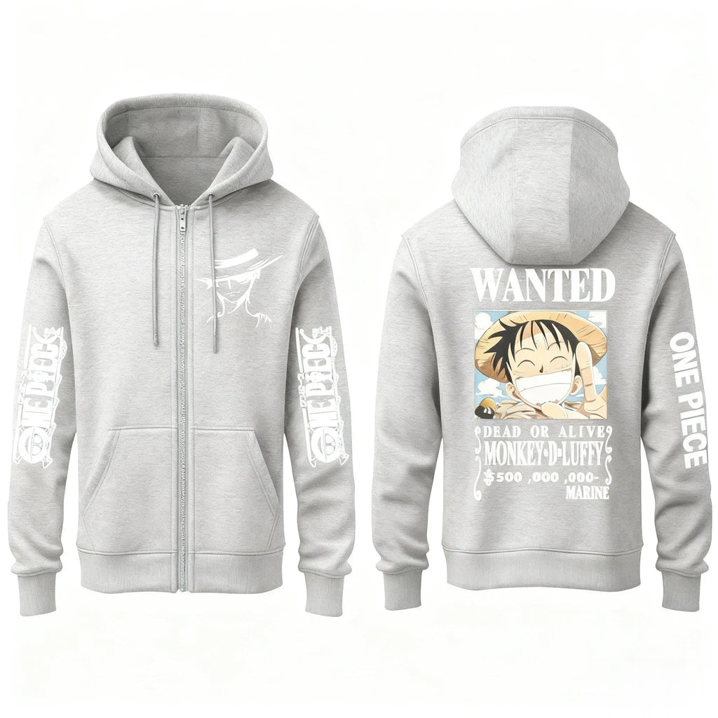 One Piece Luffy Wanted Print Hoodie for Men & Women