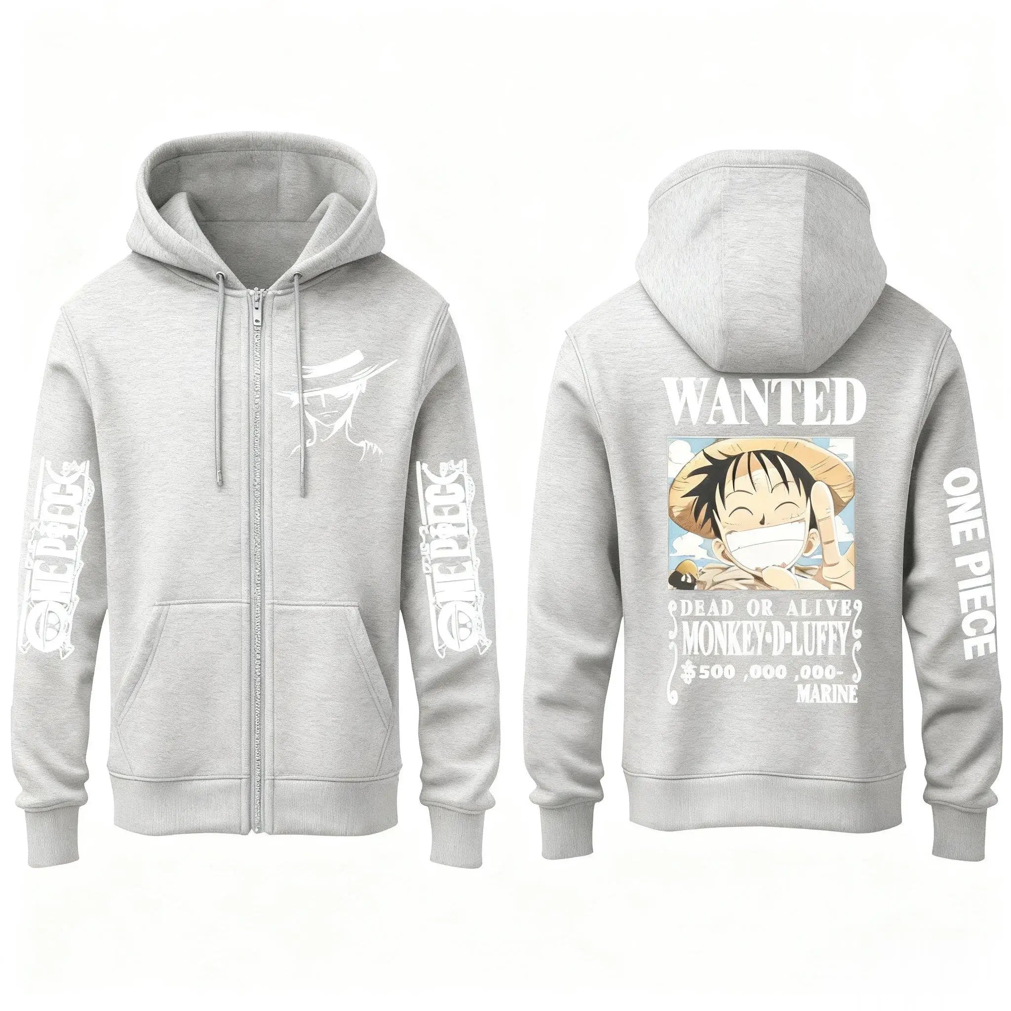 One Piece Luffy Wanted Print Hoodie for Men & Women