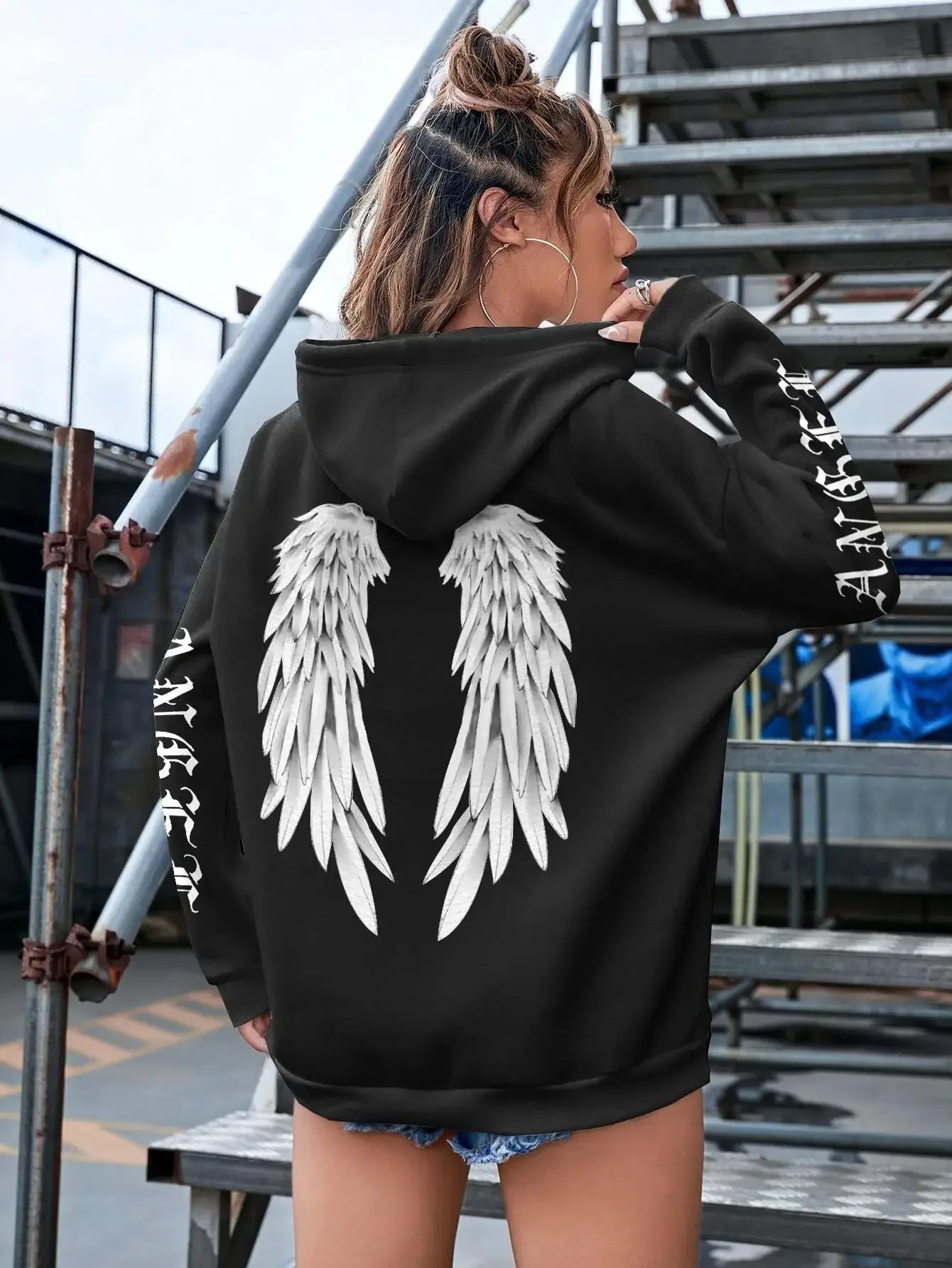 Beautiful Angel Wings Printed Hoodies Women Warm Comfortable Casual Hoodie Fashion Classic Hoody Loose Original Basic Clothes - cankarfashion