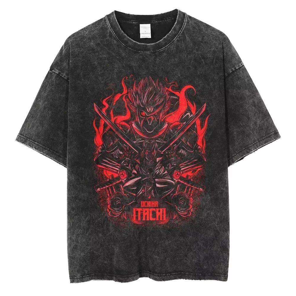 Hip Hop Vintage T-shirt for Men - Japanese Anime Style