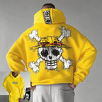 Unisex Oversized Skull Print Hooded Sweatshirt