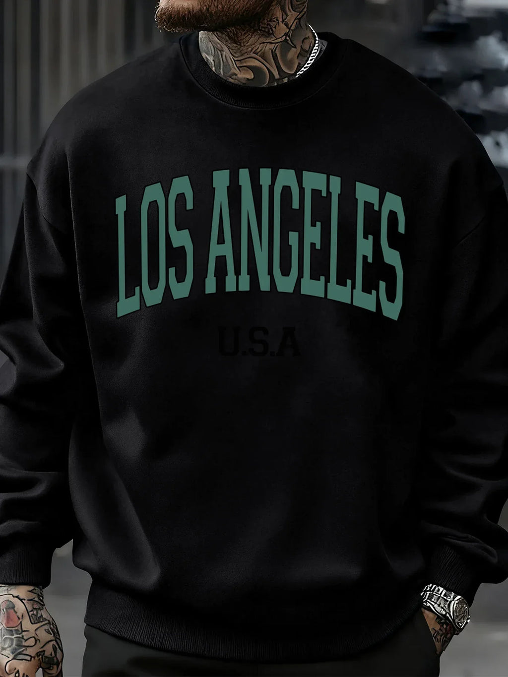 Los Angeles Usa Letter Pattern Men Sweatshirt Casual Oversize Sportswear All-Match Fleece Pullovers Crewneck Fashion Man Tops - cankarfashion