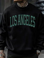 Los Angeles Usa Letter Pattern Men Sweatshirt Casual Oversize Sportswear All-Match Fleece Pullovers Crewneck Fashion Man Tops - cankarfashion
