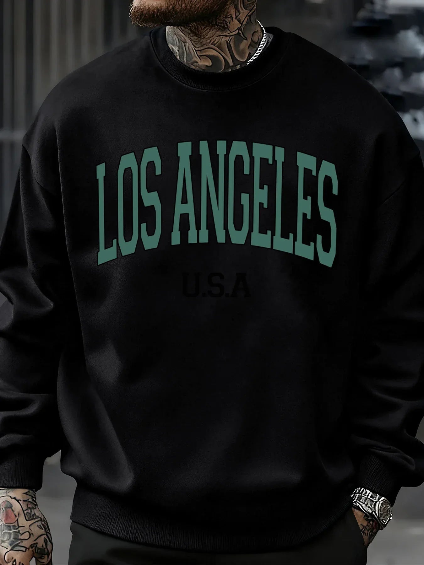 Los Angeles Usa Letter Pattern Men Sweatshirt Casual Oversize Sportswear All-Match Fleece Pullovers Crewneck Fashion Man Tops - cankarfashion