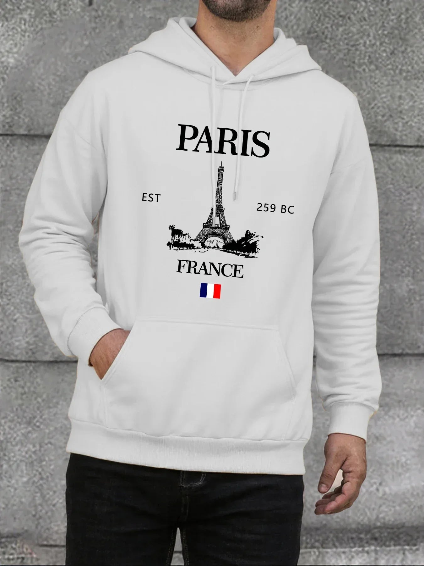 Paris France Eiffel Tower Print Mens Hoodie Street Hip Hop Clothes Fleece Casual Hoody Autumn Loose Fashion Men Sportswears - cankarfashion
