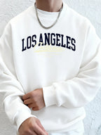 Los Angeles California Printed Men Sweatshirt Winter Fleece Warm Hoodies Korean Loose Crewneck Pullover Hip Hop Male Clothes - cankarfashion