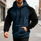 Winter Men Fleece Hooded Sweatshirt Long Sleeve Match Colors Shoulder Cuff Hoodies Trendy Big Size Light Weight Outerwear M-2XL - cankarfashion
