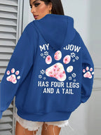 Autumn Womens Hoodies Cute Cat Paw Printing Sweatshirts Warm Fleece Soft Comfortable Pullovers Fashion Loose Female Clothing - cankarfashion