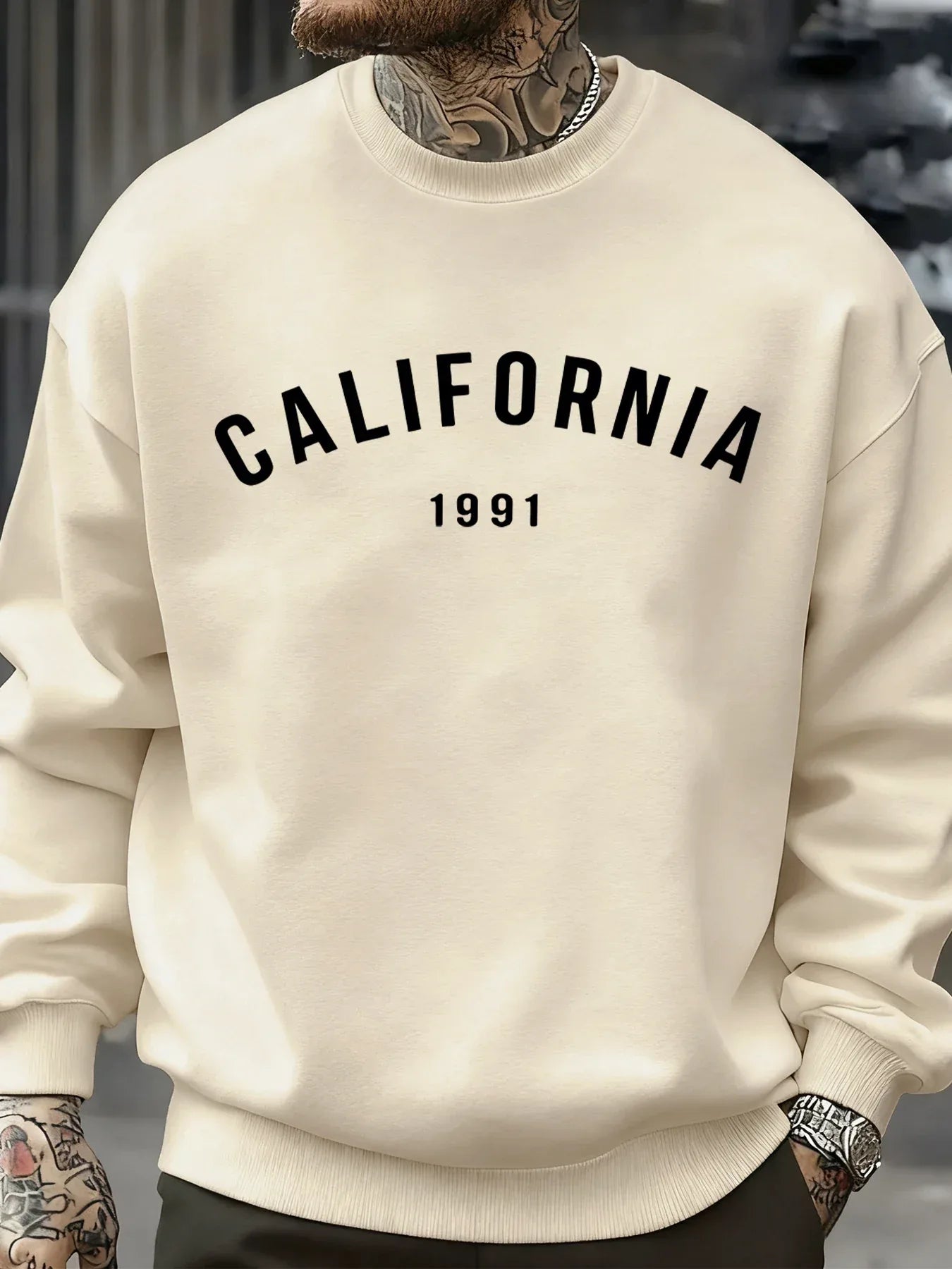 California Letter 1991 Design Man Sweatshirts Fashion Multicolor Pullover Fleece Casual Clothes Crewneck Sportswear Autumn Tops - cankarfashion