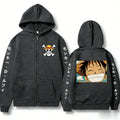 Unisex Luffy Hoodie Zip Up Sweatshirt - Anime Streetwear