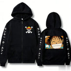 Unisex Luffy Hoodie Zip Up Sweatshirt - Anime Streetwear