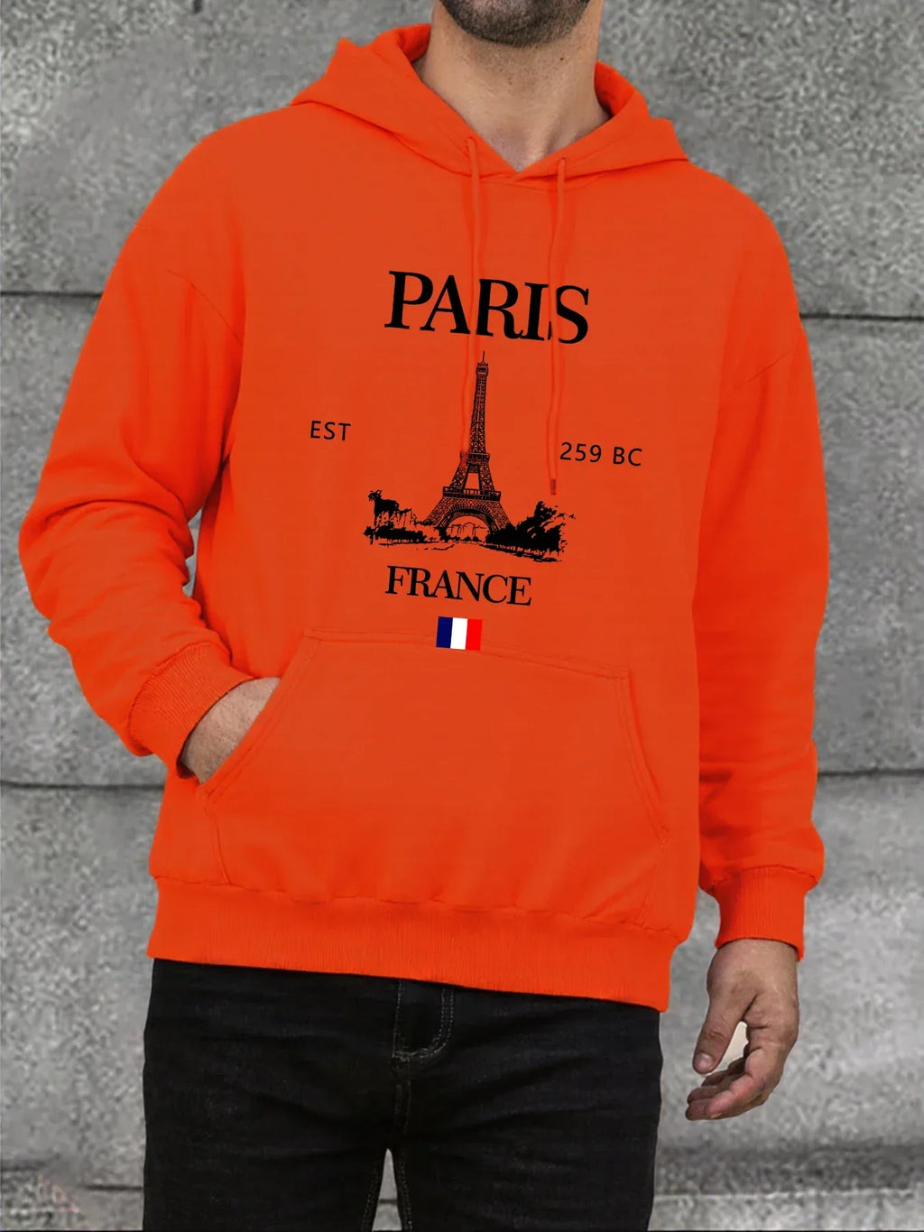 Paris France Eiffel Tower Print Mens Hoodie Street Hip Hop Clothes Fleece Casual Hoody Autumn Loose Fashion Men Sportswears - cankarfashion