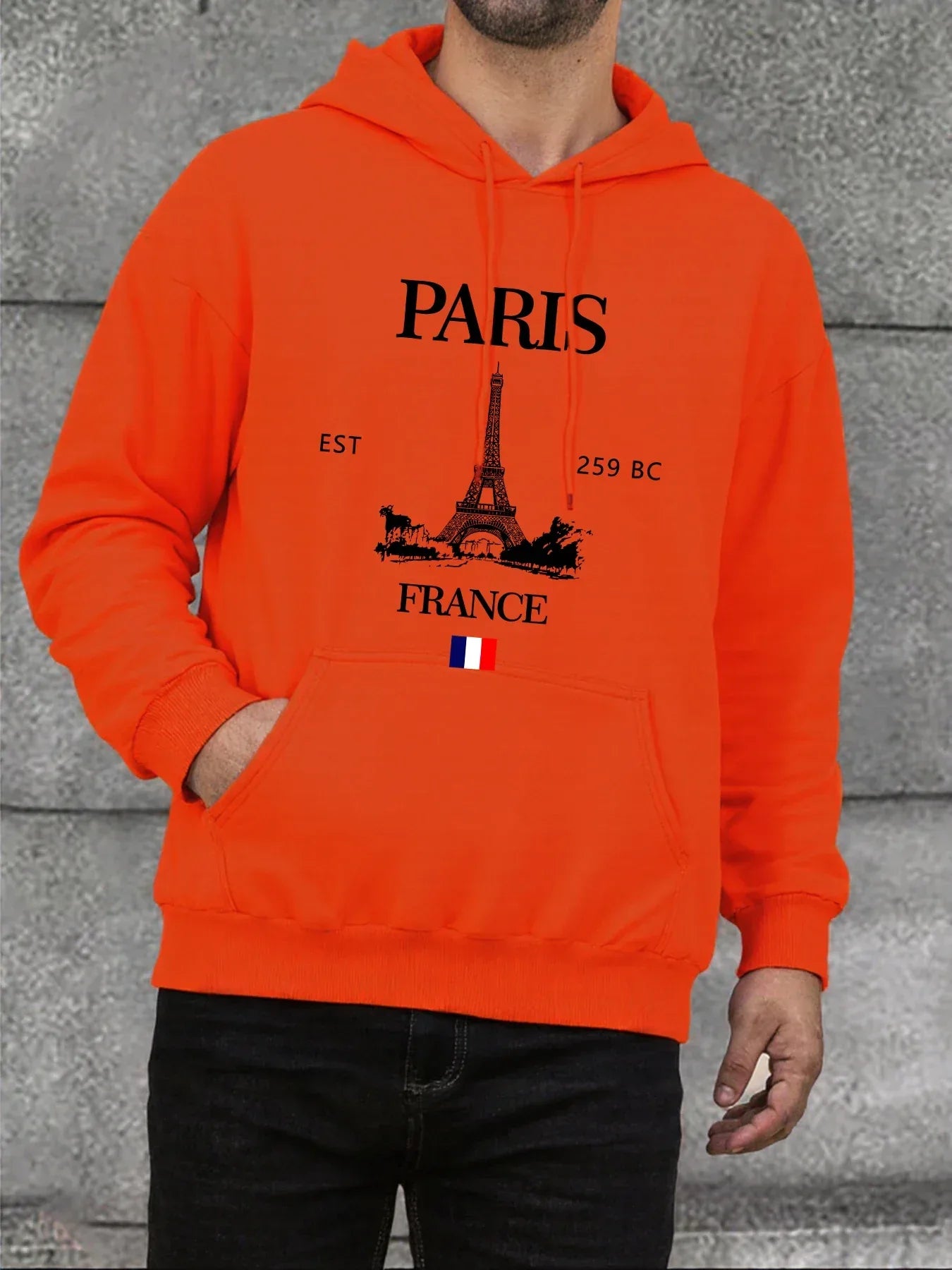 Paris France Eiffel Tower Print Mens Hoodie Street Hip Hop Clothes Fleece Casual Hoody Autumn Loose Fashion Men Sportswears - cankarfashion