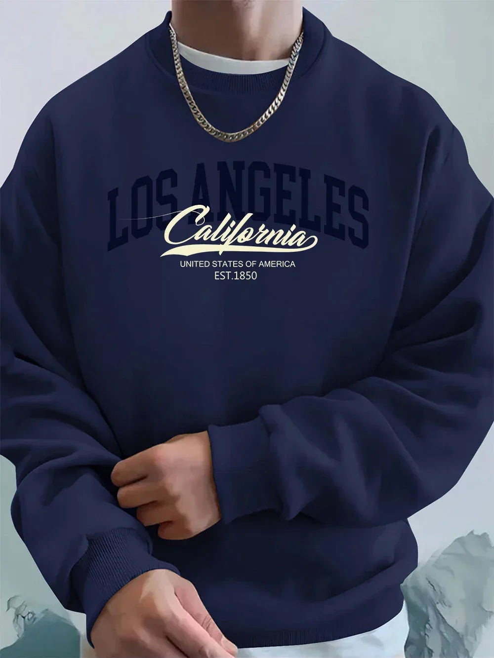 Los Angeles California Printed Men Sweatshirt Winter Fleece Warm Hoodies Korean Loose Crewneck Pullover Hip Hop Male Clothes - cankarfashion