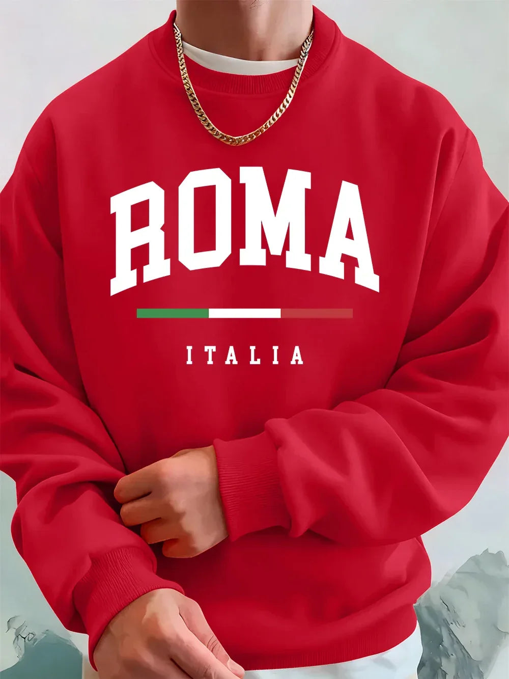 Roma Italia Letter Printing Mens Sweatshirts Winter Crewneck Hoodies Street Fleece Warm Loose Pullovers Casual Men'S Clothes - cankarfashion