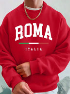 Roma Italia Letter Printing Mens Sweatshirts Winter Crewneck Hoodies Street Fleece Warm Loose Pullovers Casual Men'S Clothes - cankarfashion