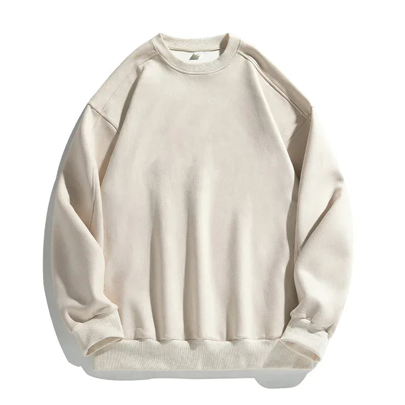 TFETTERS Brand Purple Sweatshirt Mans Suede O Neck Autumn Winter Baggy Men Sweatshirts Casual Long Sleeve 2025 New Male Tops - cankarfashion