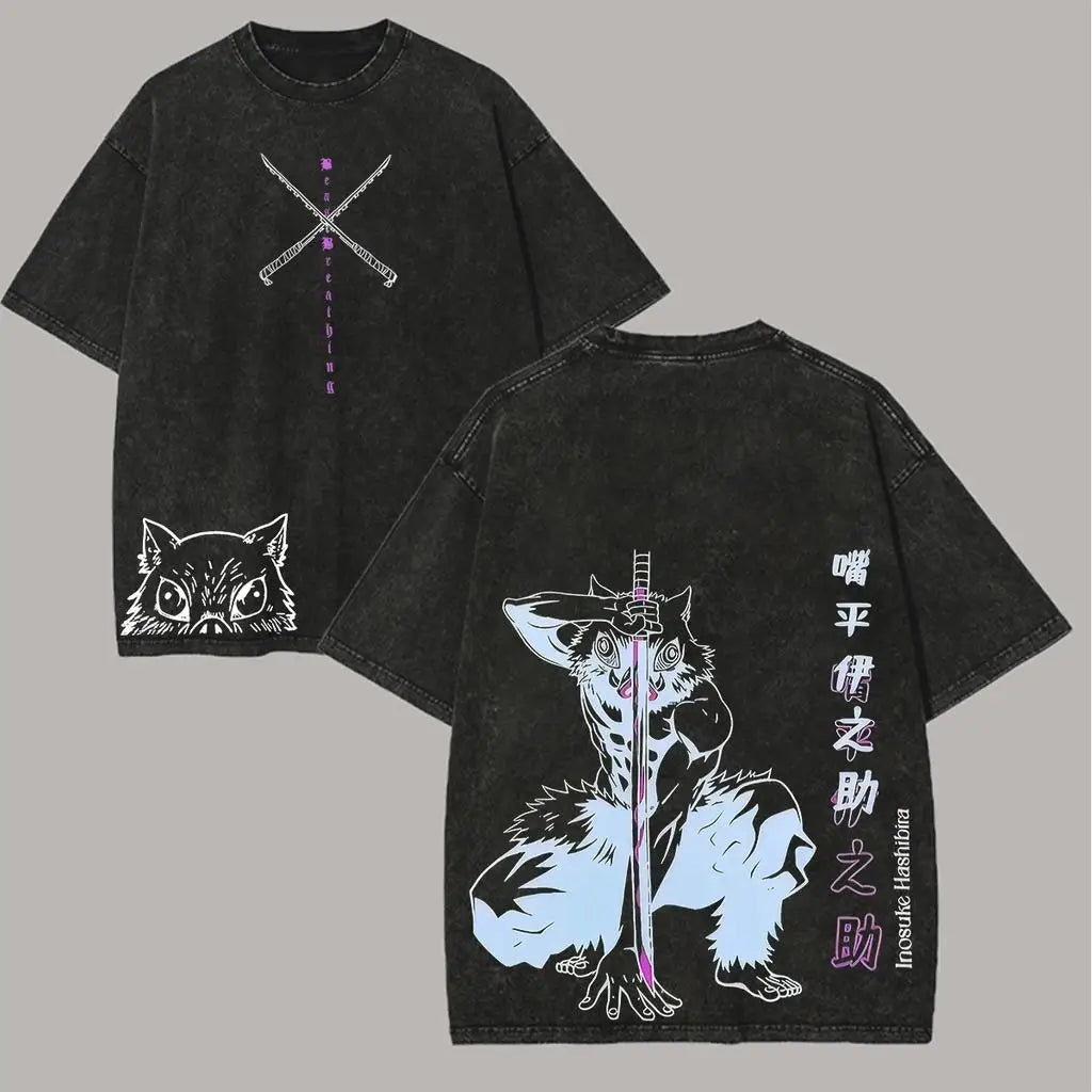 Inosuke Demon Slayer Graphic T-shirt - Oversized Cotton Tee