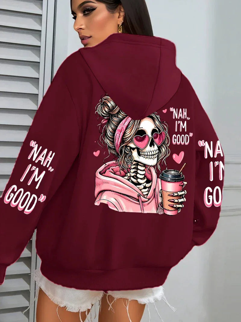 Expensive Talks Back Funny Printing Womens Hoodie Loose Multicolor Pullovers Fleece Autumn Sportswear Casual Pocket Hoody - cankarfashion