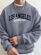 Los Angeles California Printed Men Sweatshirt Winter Fleece Warm Hoodies Korean Loose Crewneck Pullover Hip Hop Male Clothes - cankarfashion