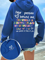 Dear Person Behind Me Hoodie Women Colored Letters Warm Fleece Woman Hoody Fur-liner Spring Autumn Hoodies Y2K Casual Tops - cankarfashion