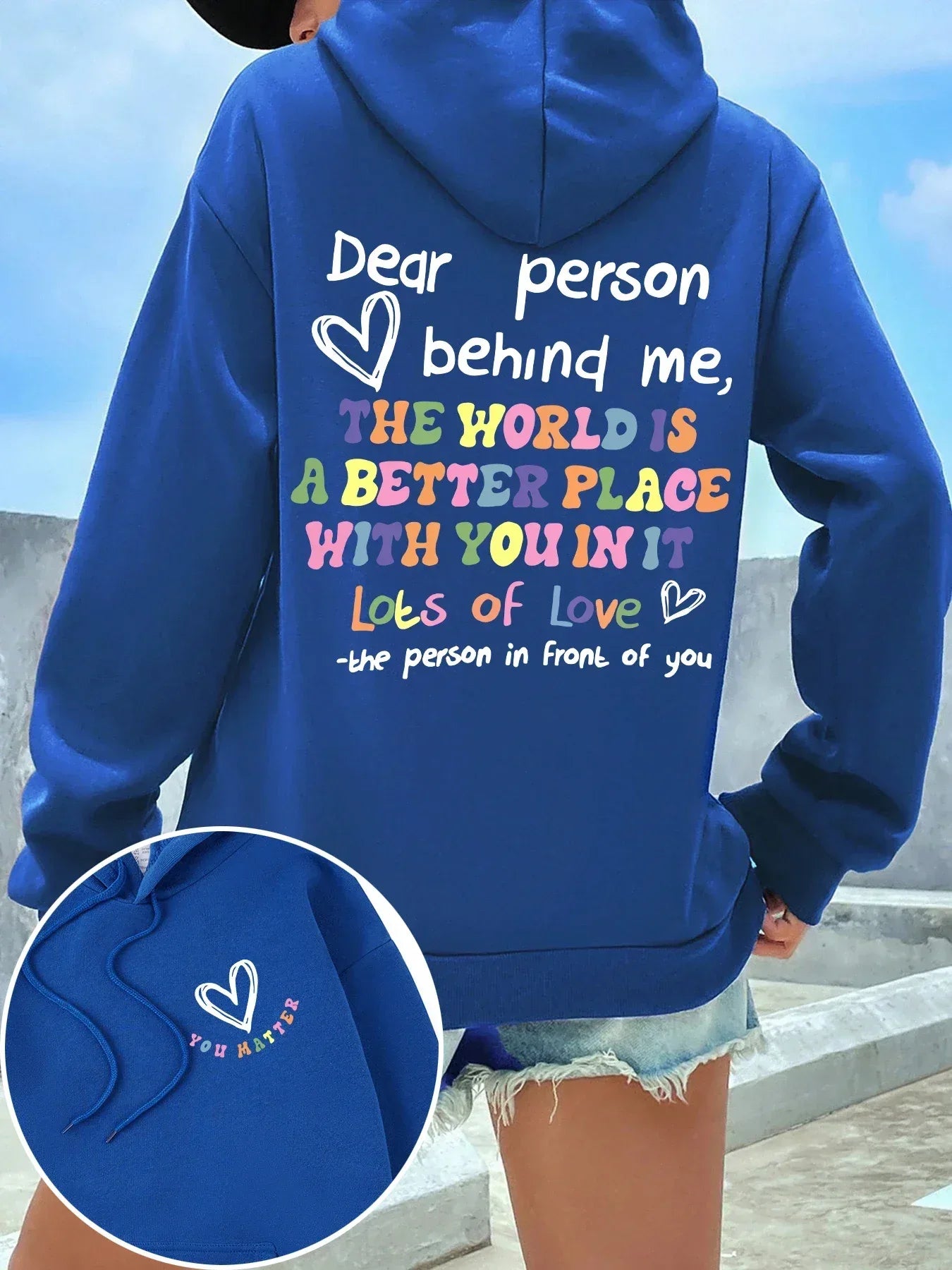 Dear Person Behind Me Hoodie Women Colored Letters Warm Fleece Woman Hoody Fur-liner Spring Autumn Hoodies Y2K Casual Tops - cankarfashion