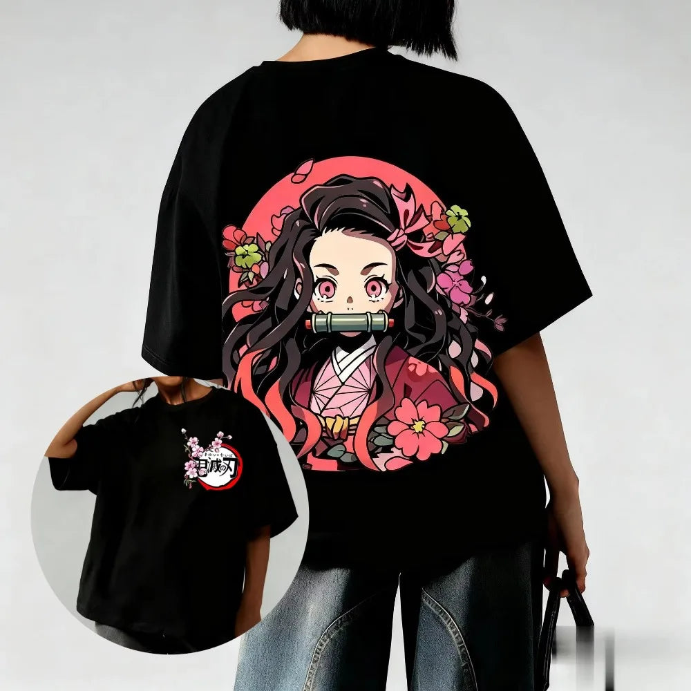 Demon Slayer Anime Couple T-shirt - Oversized Fashion