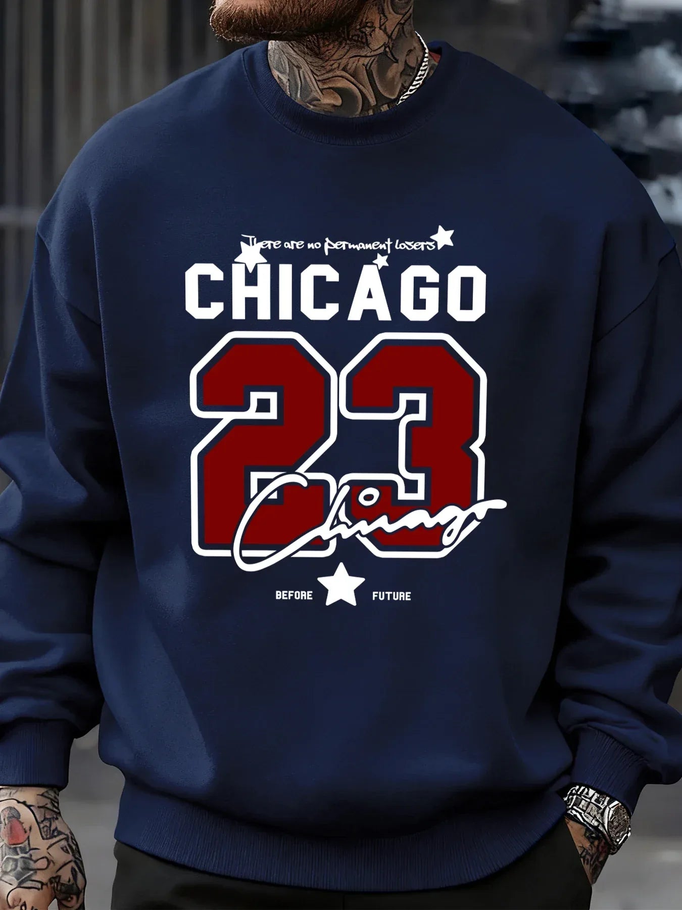 Chicago Number 23 Jersey Prints Male Sweatshirt Trendy Hip Hop Streetwear Crewneck Autumn Clothes Fleece Casual Pullover - cankarfashion