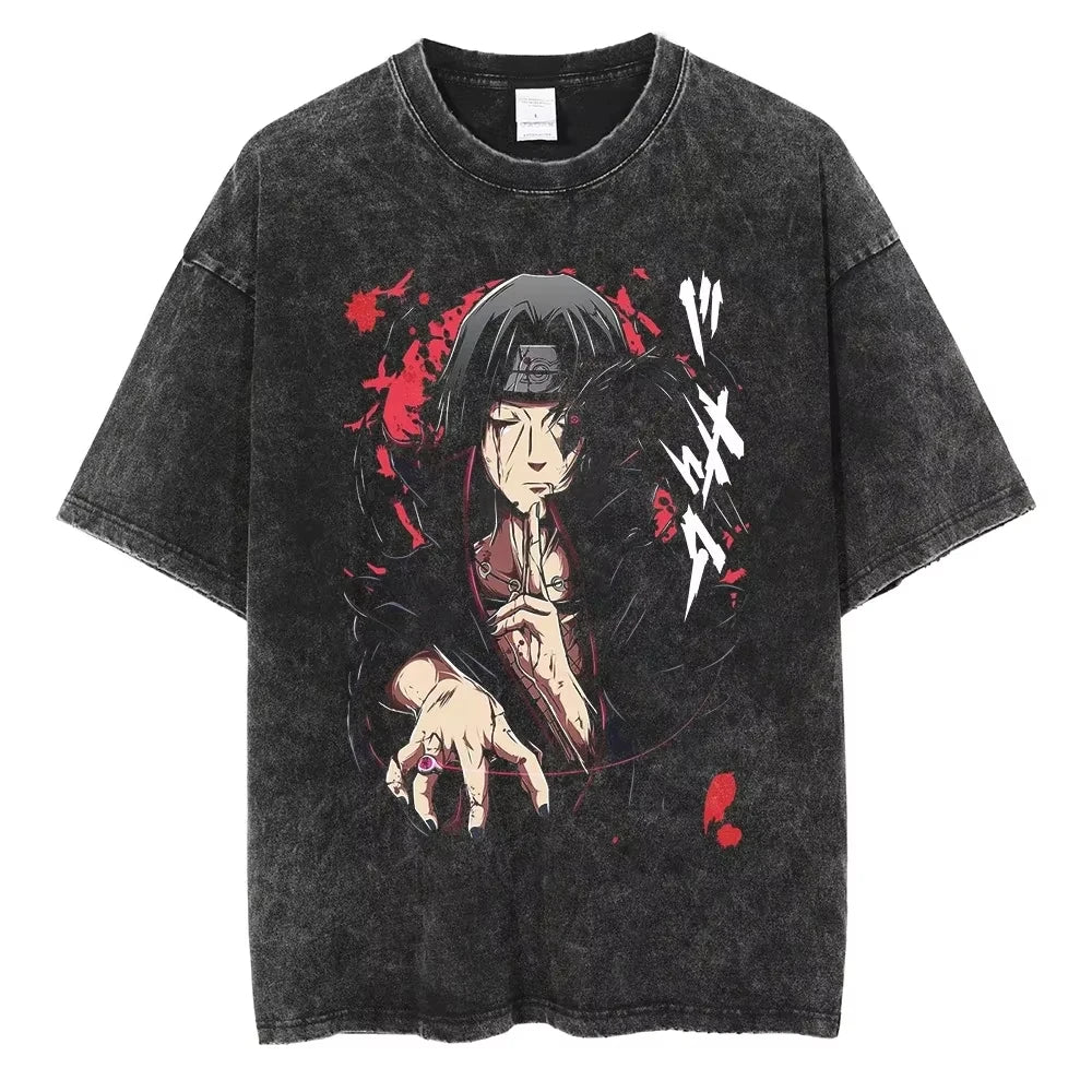 Hip Hop Vintage T-shirt for Men - Japanese Anime Style
