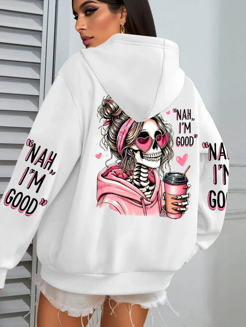 Expensive Talks Back Funny Printing Womens Hoodie Loose Multicolor Pullovers Fleece Autumn Sportswear Casual Pocket Hoody - cankarfashion