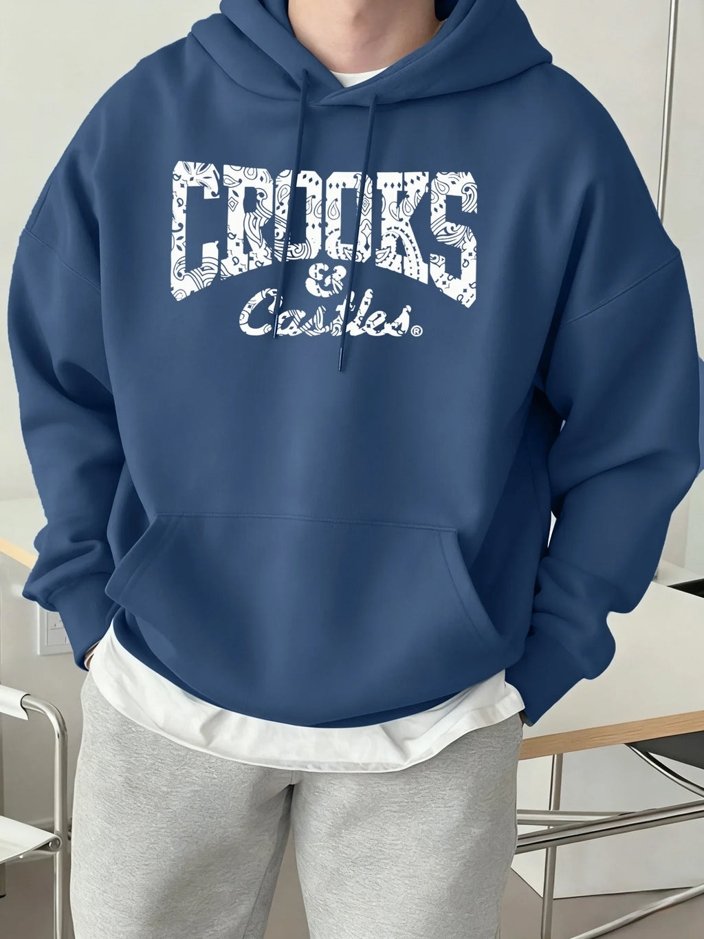 Crooks Castles Printing Fleece Warm Hoodies Male Comfy Casual Tracksuit Soft Autumn Unisex Clothing Sports Oversized Sweatshirts - cankarfashion