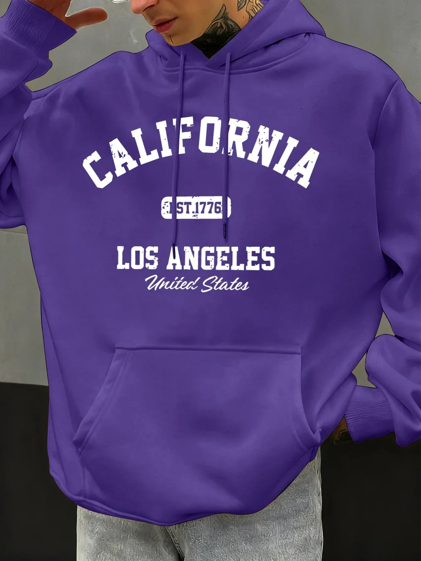 California Los Angeles Prints Male Hoody Hip Hop Multicolor Hoodies Fleece Fashion Pullovers Oversized Pocket Mens Clothes - cankarfashion