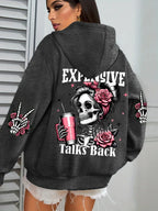 Expensive Talks Back Funny Printing Womens Hoodie Loose Multicolor Pullovers Fleece Autumn Sportswear Casual Pocket Hoody - cankarfashion