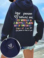 Dear Person Behind Me Hoodie Women Colored Letters Warm Fleece Woman Hoody Fur-liner Spring Autumn Hoodies Y2K Casual Tops - cankarfashion
