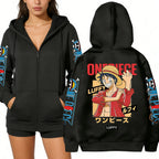 Anime Print Zip Up Hoodie for Men & Women