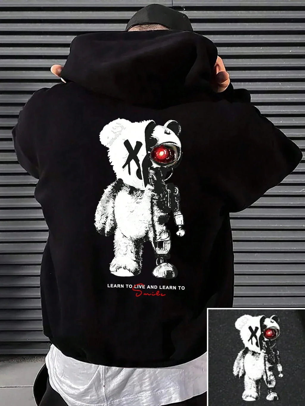 Cartoon Machine Bear Print Pullovers Men Cartoons Creative Hoodie Oversize Fashion Clothing All-Match Autumn Winter Male Hoody - cankarfashion