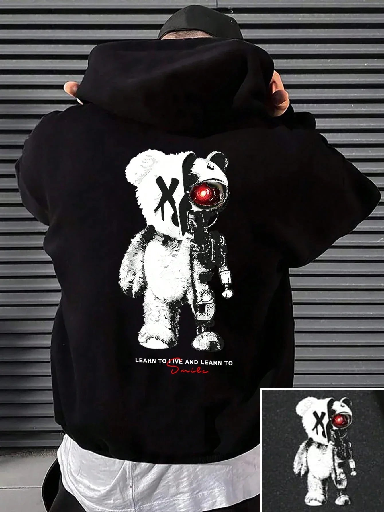 Cartoon Machine Bear Print Pullovers Men Cartoons Creative Hoodie Oversize Fashion Clothing All-Match Autumn Winter Male Hoody - cankarfashion