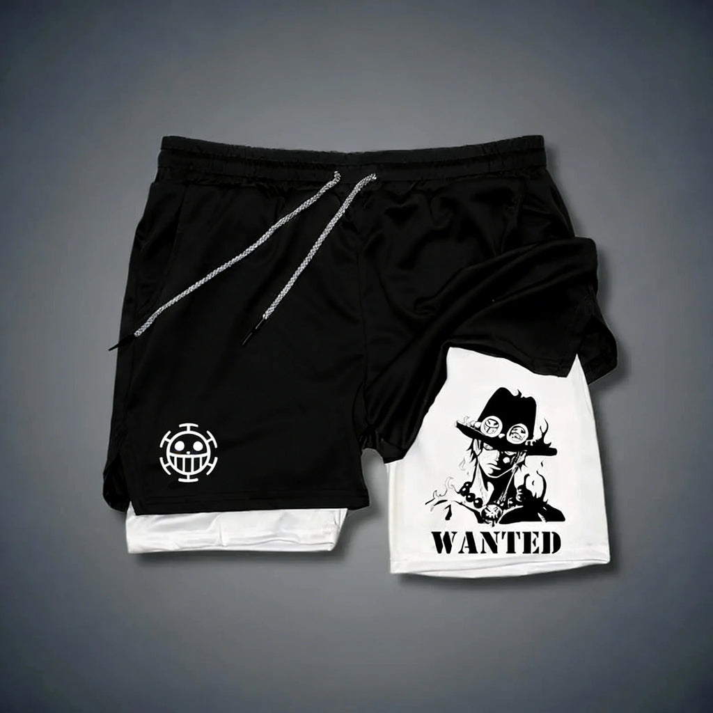 Unisex Luffy Anime 2-in-1 Sportswear Shorts